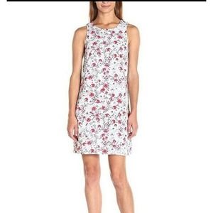 Kensie Gray and Red Windy Roses Floral Sleeveless Shift Dress. Size S